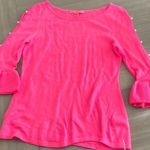 Lilly Pulitzer Pink Top with Pearl Details